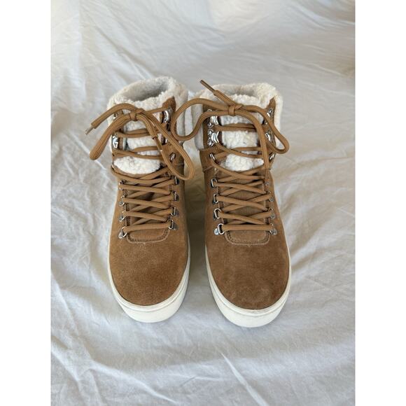 Womens Sz 6,5M Brown Marc Fisher MF Darlen-M Faux Fur Suede Leather Ankle Boots - Picture 2 of 11